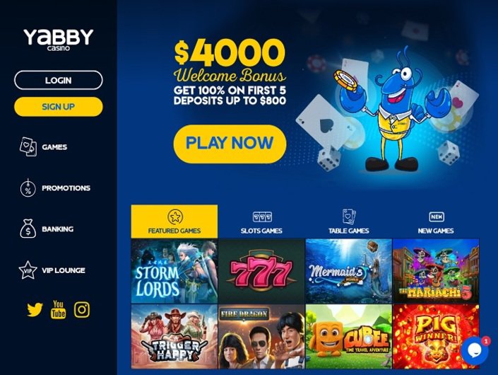 Yabby Casino EXCLUSIVE 77 No Deposit 1000 Signup Bonus
